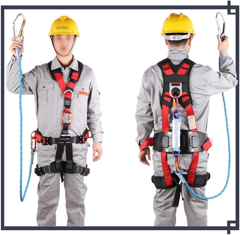 هارنس ایمنی 5 نقطه ای توقف سقوط، هارنس محافظت در برابر سقوط، هارنس ایمنی تمام بدن پد دار با پشتیبانی کمر، کمربند ایمنی کار در ارتفاع توربین بادی