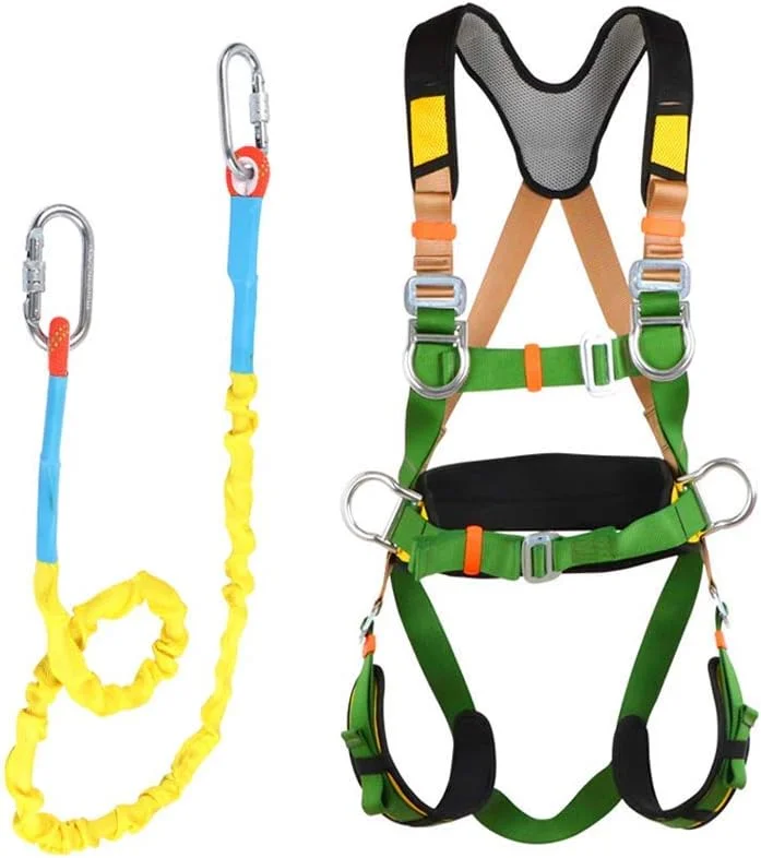 کیت کمربند ایمنی، کمربند ایمنی ضد سقوط، کمربند ایمنی تمام بدن محافظت در برابر سقوط، کمربند قابل تنظیم با قلاب و طناب، برای کار در ارتفاع، حفاظت مهندسی برای هر خانواده