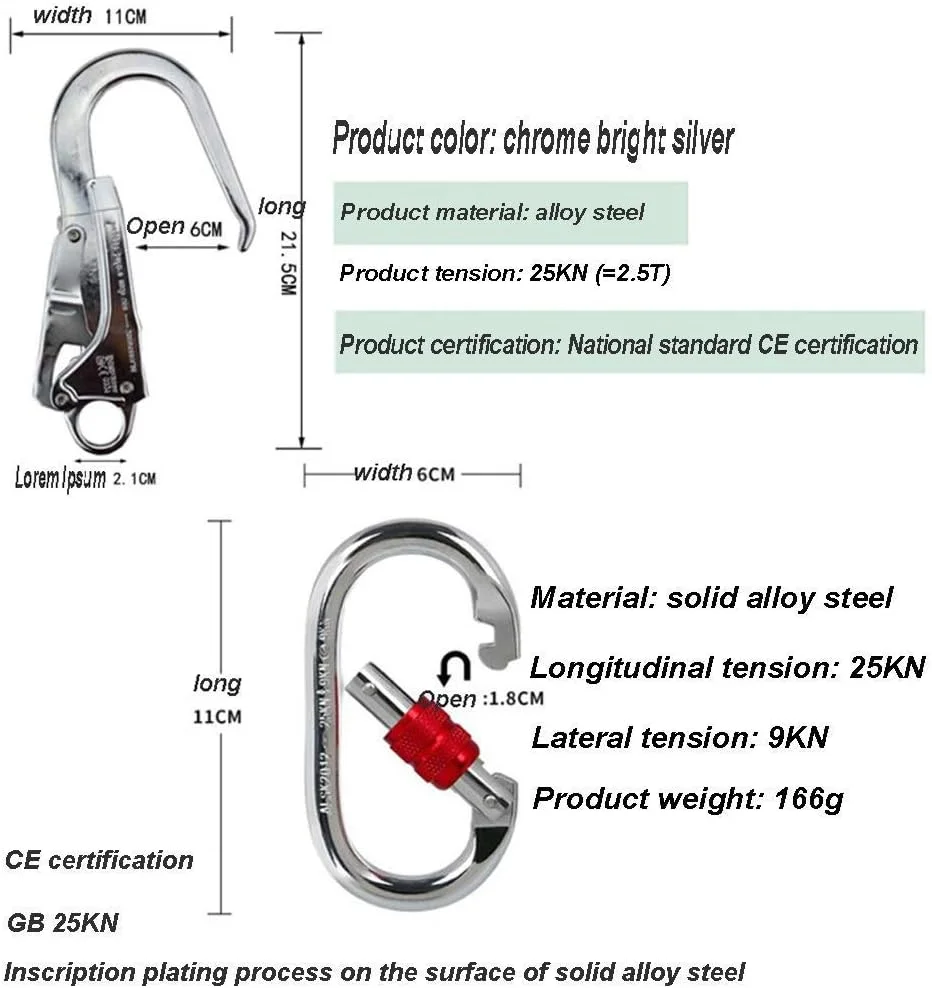 ایمنی محافظت در برابر سقوط MYIME، کمربند ایمنی هارنس نیم تنه با تنظیم 3 نقطه ای، کمر پهن، لوازم جانبی فولاد آلیاژی، ساخت و ساز مقاوم در برابر سایش، صخره نوردی Mahfei LEOWE