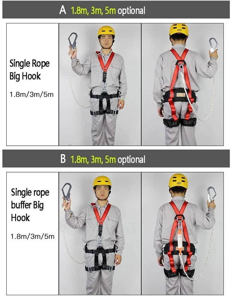 هارنس ایمنی GJDtyui، محافظت در برابر سقوط، هارنس صخره نوردی، کمربند کامل بدن برای برقکار، ساخت و ساز، نگهداری، همراه با طناب محافظت در برابر سقوط و قلاب