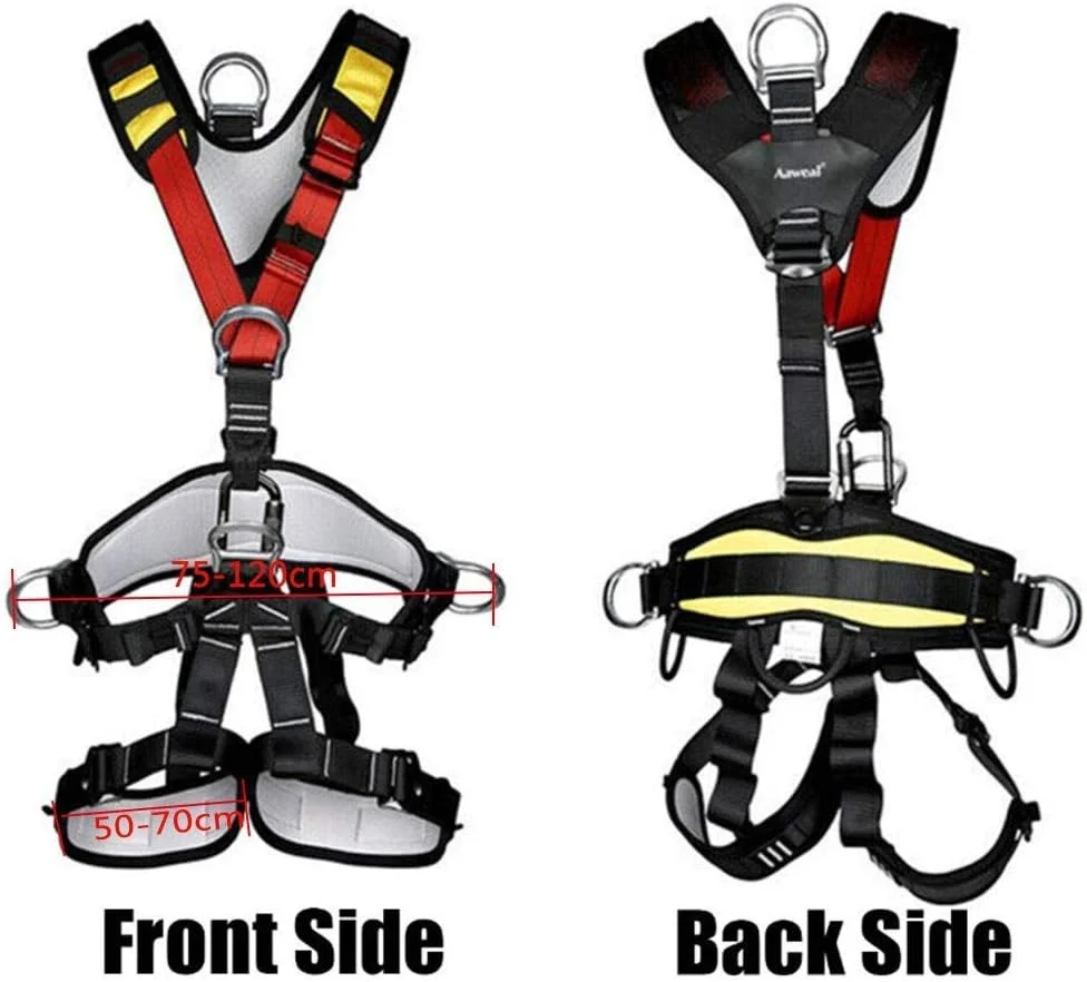 هارنس ایمنی ساختمانی، هارنس ایمنی تمام بدن برای محافظت در برابر سقوط، با 5 حلقه D و کمربند کمری پد دار برای کار در ارتفاع، صخره نوردی