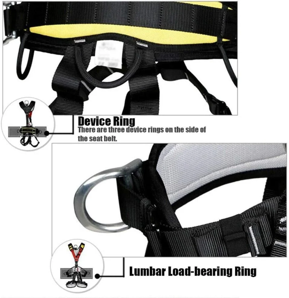 هارنس ایمنی ساختمانی، هارنس ایمنی تمام بدن برای محافظت در برابر سقوط، با 5 حلقه D و کمربند کمری پد دار برای کار در ارتفاع، صخره نوردی