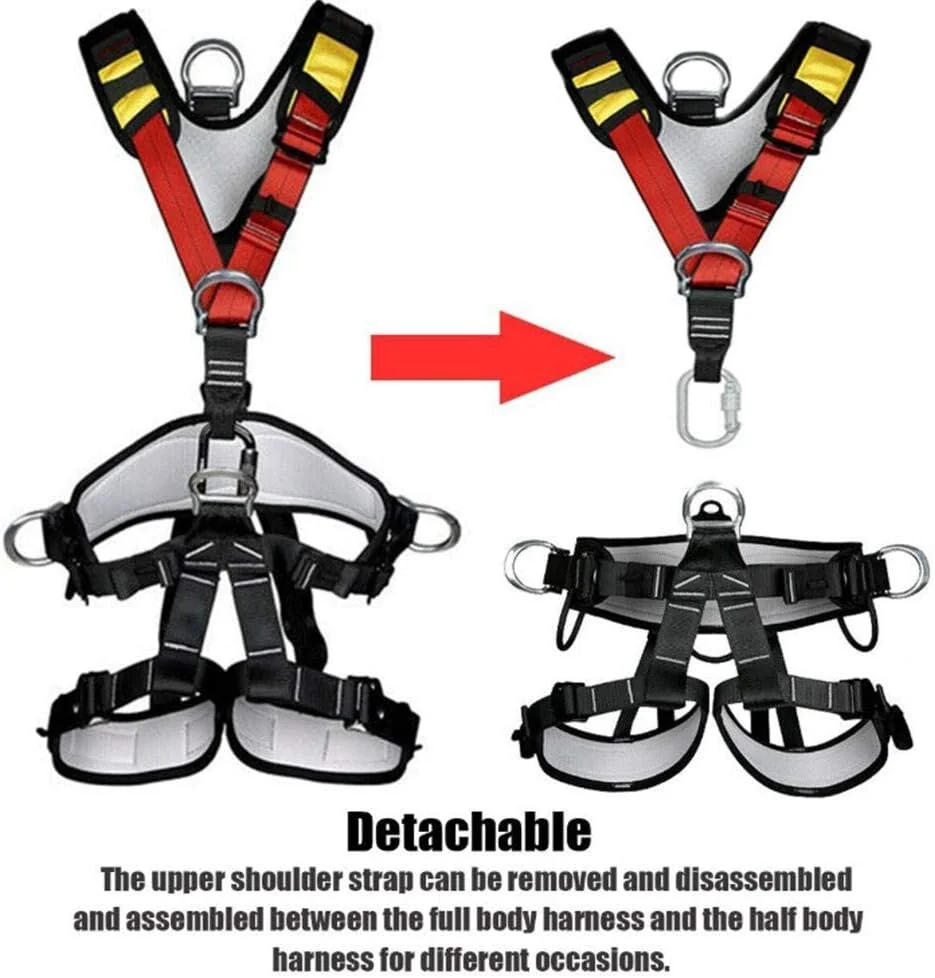 هارنس ایمنی ساختمانی، هارنس ایمنی تمام بدن برای محافظت در برابر سقوط، با 5 حلقه D و کمربند کمری پد دار برای کار در ارتفاع، صخره نوردی