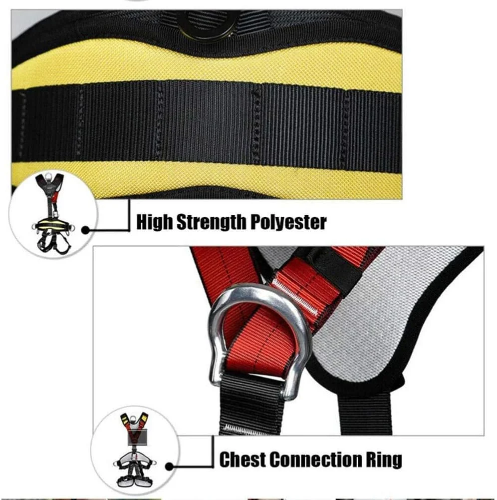 هارنس ایمنی ساختمانی، هارنس ایمنی تمام بدن برای محافظت در برابر سقوط، با 5 حلقه D و کمربند کمری پد دار برای کار در ارتفاع، صخره نوردی