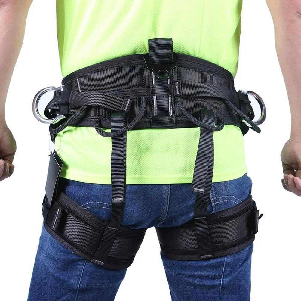 هارنس صعود قابل تنظیم، هارنس ضخیم نیم تنه برای نجات آتش نشانی، غارنوردی، صخره نوردی، فرود، محافظت از درخت، کمربند ایمنی کمر LEOWE (رنگ: مشکی)