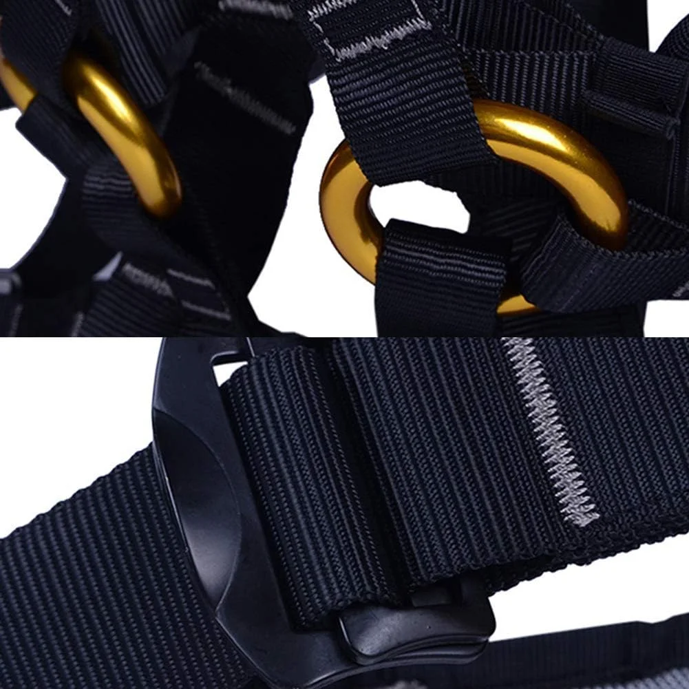 هارنس صعود قابل تنظیم، هارنس ضخیم نیم تنه برای نجات آتش نشانی، غارنوردی، صخره نوردی، فرود، محافظت از درخت، کمربند ایمنی کمر LEOWE (رنگ: مشکی)