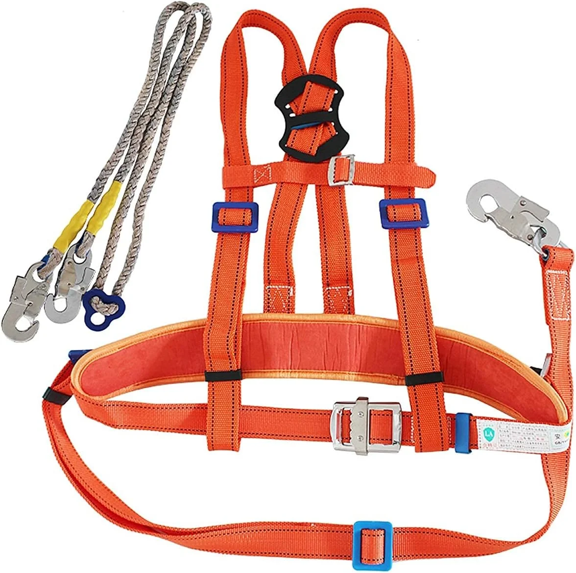 هارنس ایمنی سقوط، هارنس محافظت از سقوط تمام بدن نارنجی، کمربند قابل تنظیم با قلاب مناسب برای هر خانواده