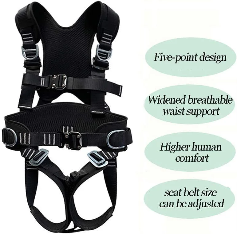 هارنس ایمنی محافظت در برابر سقوط، هارنس ایمنی، کیت توقف سقوط، هارنس ایمنی تمام بدن مدل جلیقه ای، با 3 حلقه D، کمربند و پد، اتصال سریع پاها و سینه LEOWE (سایز: بدون طناب)