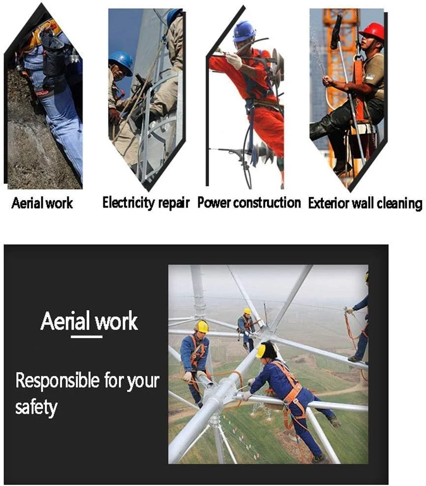 هارنس ایمنی سقوط MYIME، هارنس ایمنی محافظت در برابر سقوط هارنس صخره نوردی کمربند کامل بدن برای نگهداری ساخت و ساز برقکار با طناب محافظت در برابر سقوط LEOWE (رنگ: D، اندازه: 3 متر)