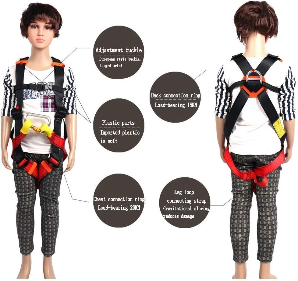 هارنس ایمنی سقوط، هارنس ایمنی صخره نوردی کودک، کمربند محافظ توسعه فضای باز برای زیپ لاین، فرود، تکالیف مدرسه در ارتفاع بالا، محافظ بدن LEOWE (سایز: 13 سال و بالاتر)