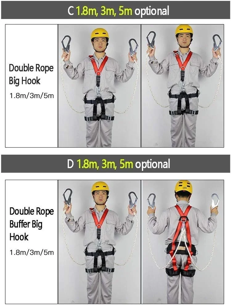 هارنس ایمنی سقوط MYIME، هارنس ایمنی محافظت در برابر سقوط هارنس صخره نوردی کمربند کامل بدن برای نگهداری ساخت و ساز برقکار با طناب محافظت در برابر سقوط LEOWE (رنگ: D، اندازه: 3 متر)