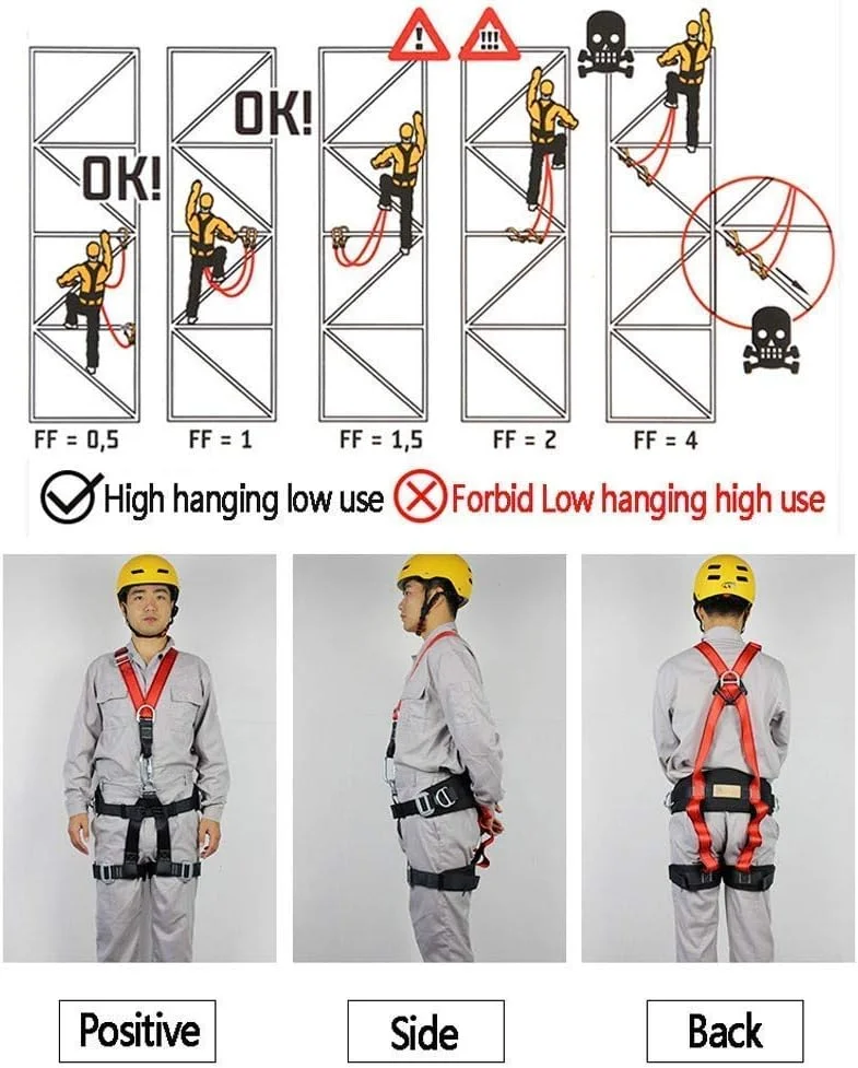 هارنس ایمنی سقوط MYIME، هارنس ایمنی محافظت در برابر سقوط هارنس صخره نوردی کمربند کامل بدن برای نگهداری ساخت و ساز برقکار با طناب محافظت در برابر سقوط LEOWE (رنگ: D، اندازه: 3 متر)
