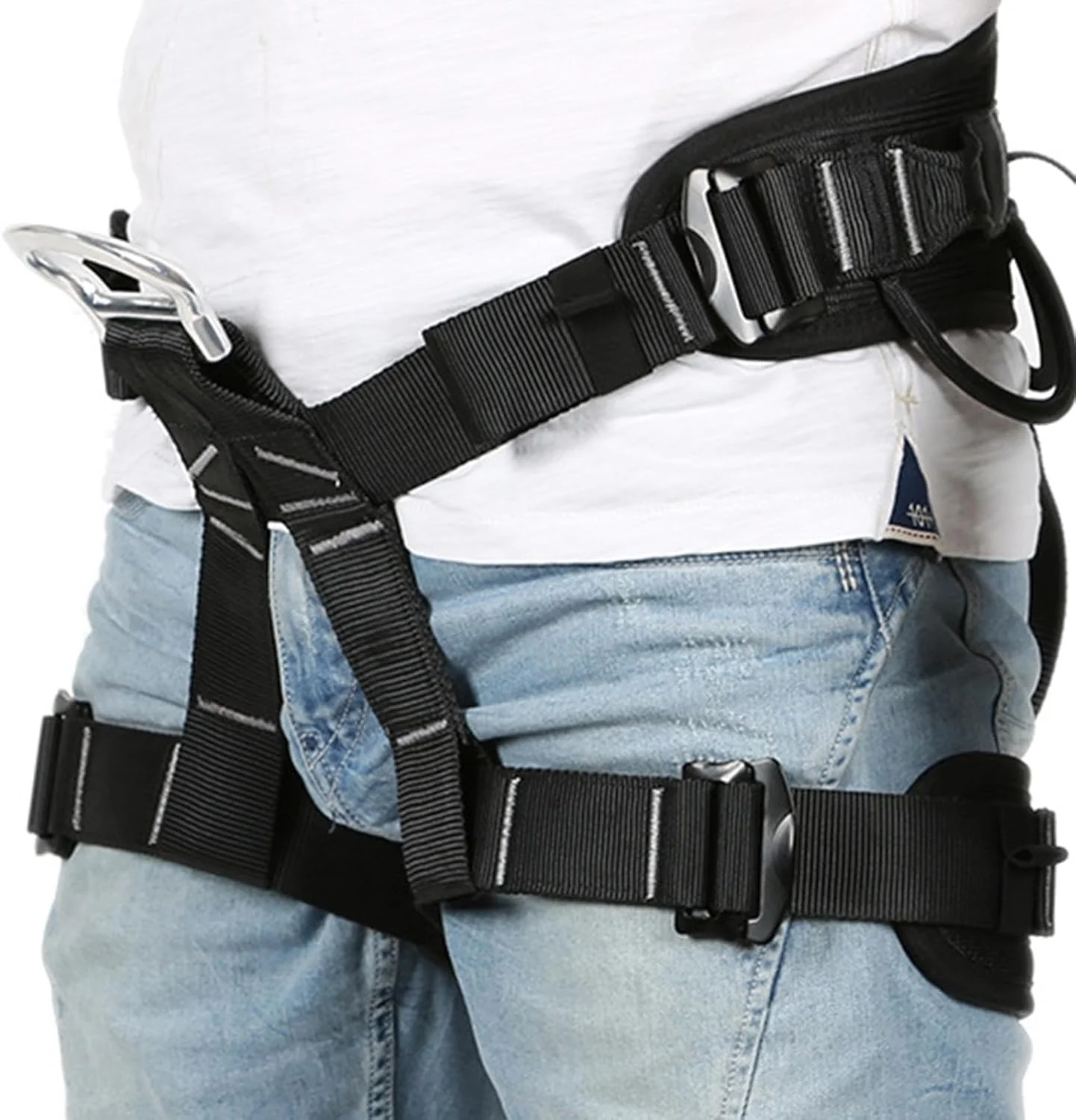 هارنس صخره نوردی | هارنس کمربند ایمنی قابل تنظیم، محافظت از کمر با تسمه های تحمل بار قوی، کمربندهای پشتیبانی برای غارنوردی، صخره نوردی، فرود