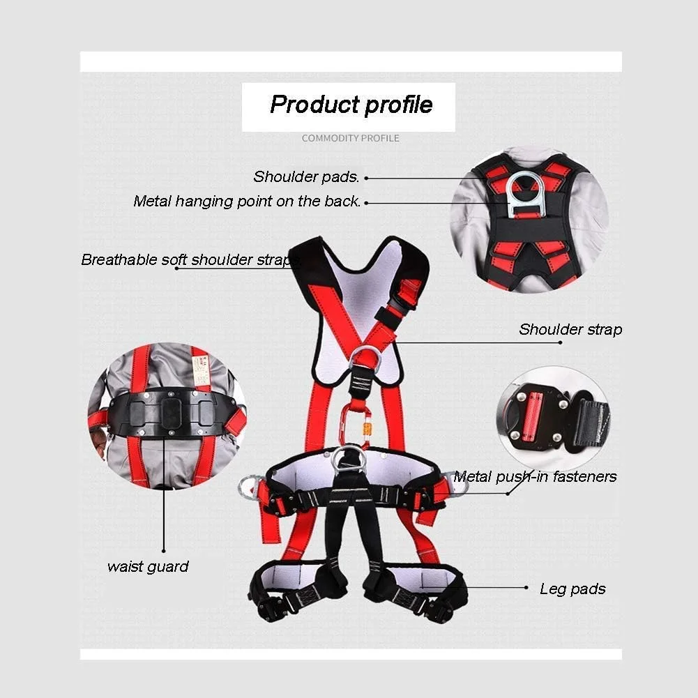 هارنس ایمنی تمام بدن پددار ShoFbi با پشتیبانی کمر، کمربند ایمنی کار در ارتفاع توربین بادی (رنگ: هارنس ایمنی) (هارنس ایمنی)