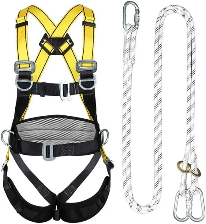 هارنس محافظت کامل از بدن در برابر سقوط، هارنس صعود تمام بدن، هارنس جلوگیری از سقوط، صفحه پوشش کمر، اتصال سریع پاها و سینه، حلقه های D پشتی و جانبی، کمربند موقعیت یابی، کیت هارنس ایمنی