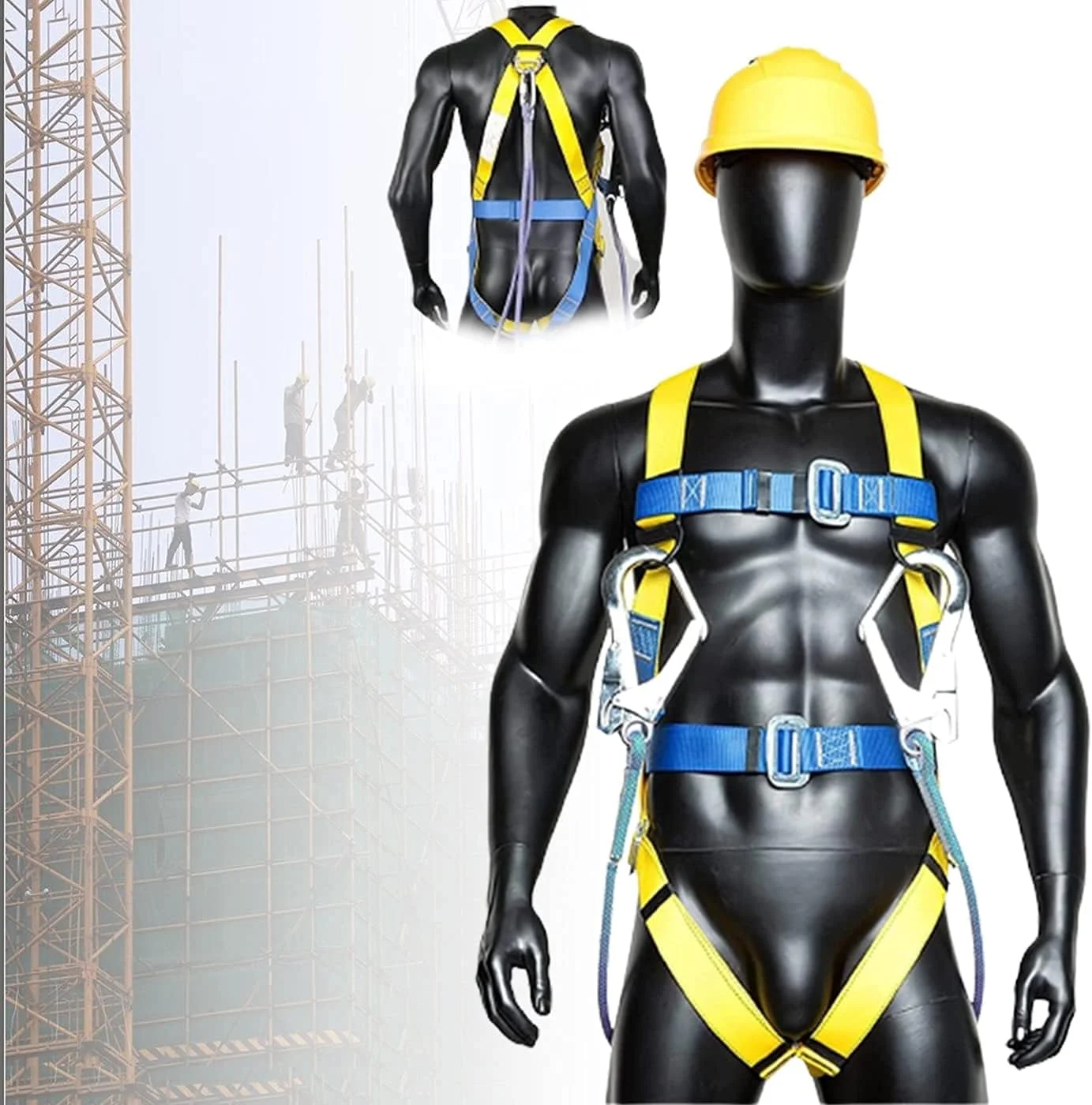 هارنس ایمنی تمام بدن KENONU، هارنس کوهنوردی قابل تنظیم در فضای باز، کمربند ایمنی طناب نجات، کمربند ایمنی تمام بدن برای ساخت و ساز، نگهداری، اکتشاف