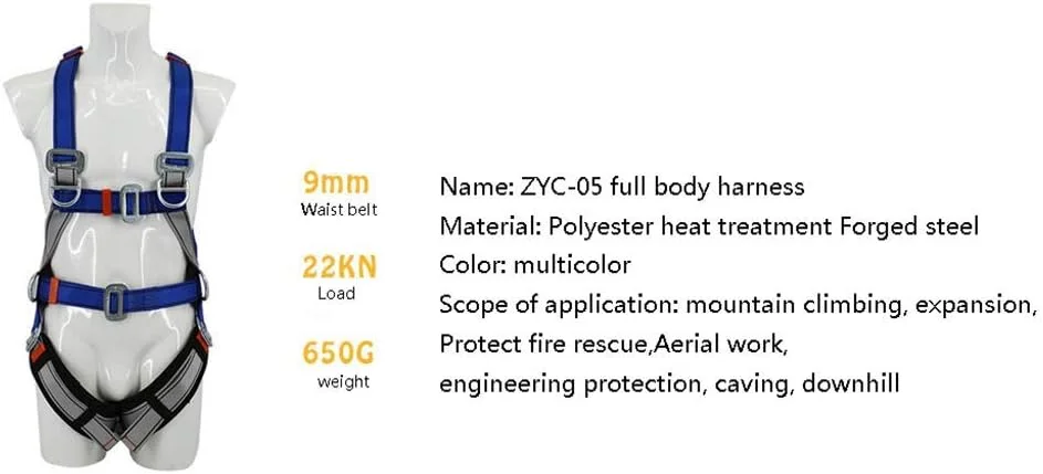 هارنس ایمنی تمام بدن ضد سقوط برای ساخت و ساز، کوهنوردی، توسعه، نجات آتش نشانی، کار هوانوردی، کمربند پنج نقطه ای با پشتی دوتایی