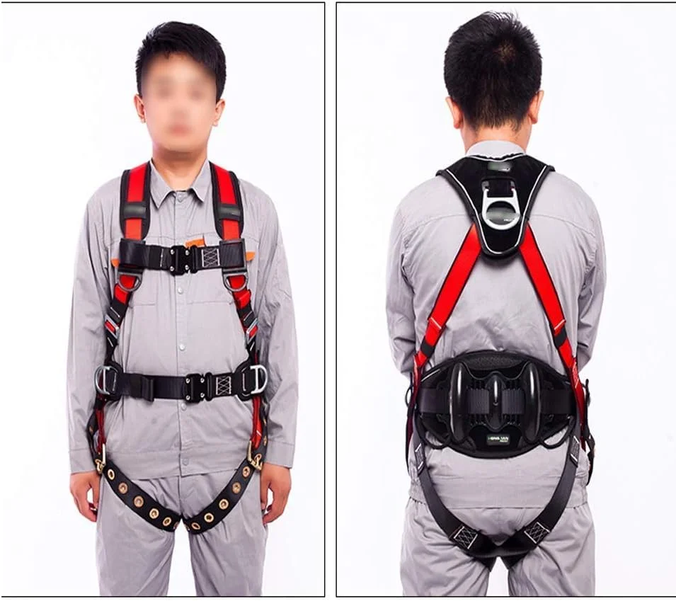 هارنس ایمنی ساختمانی MYIME، هارنس تمام بدن، هارنس ایمنی 5 نقطه ای توقف سقوط، اتصال سریع پاها و سینه، پشتی پد دار، حلقه های D پشتی و جانبی، کمربند موقعیت یابی، برای کار هوایی LEOWE