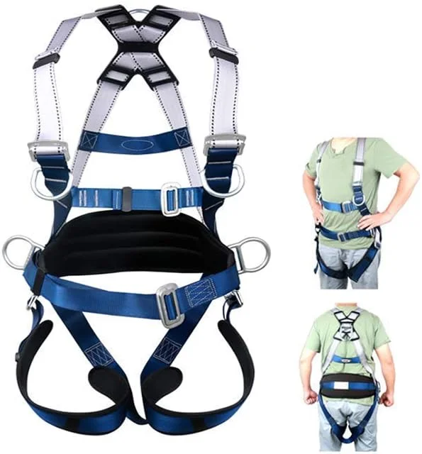 هارنس ایمنی تمام بدن پددار با پشتی، کمربند موقعیت یابی، حلقه های D پشتی و جانبی برای کار در ارتفاع