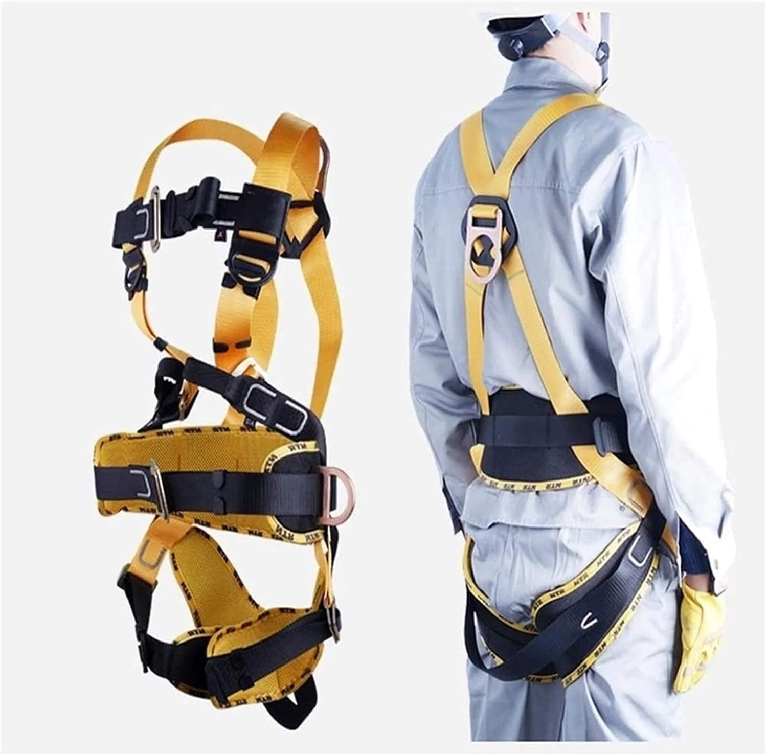 ست قلاب کمربند ایمنی، کمربند ایمنی محافظت در برابر سقوط، کمربند ایمنی محافظت کامل از بدن بادوام و قوی برای درخت نوردی، کوهنوردی، آتش نشانی