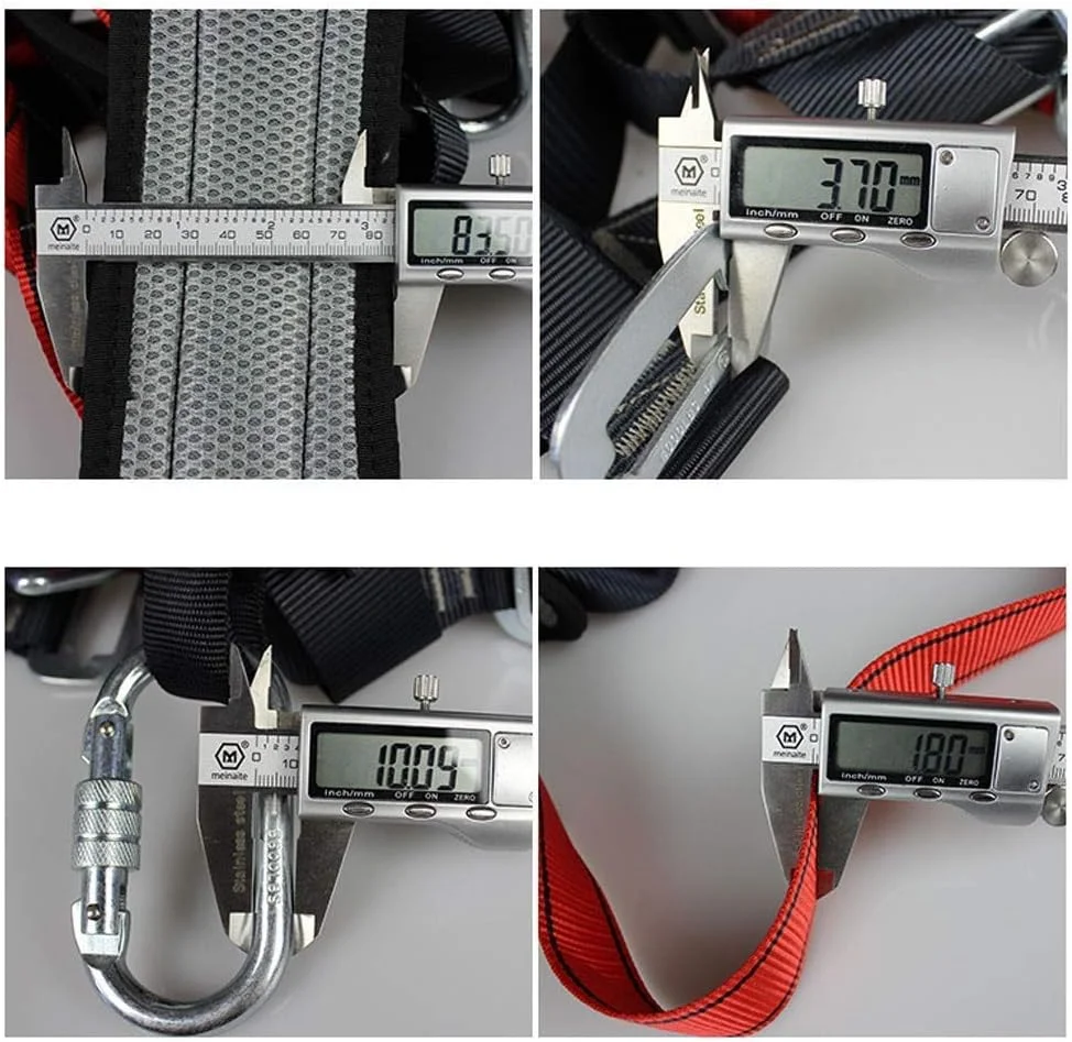 هارنس ایمنی، محافظت در برابر سقوط، هارنس صخره نوردی، کمربند کامل بدن برای برقکار، ساخت و ساز، نگهداری به همراه طناب محافظت در برابر سقوط با قلاب LEOWE (رنگ: D، سایز: 1.8 متر)