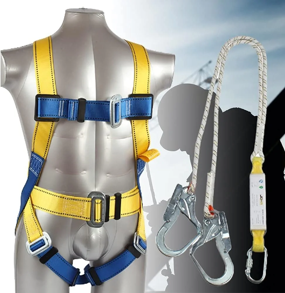 ست هارنس ایمنی با قلاب، هارنس محافظت در برابر سقوط، هارنس محافظ تمام بدن با دوام و قوی کمربند ایمنی برای درخت نوردی، کوهنوردی، آتش نشانی ست هارنس ایمنی با قلاب، هارنس محافظت در برابر سقوط، هارنس محافظ تمام بدن با دوام و قوی کمربند ایمنی برای درخت نوردی، کوهنوردی، آتش نشانی