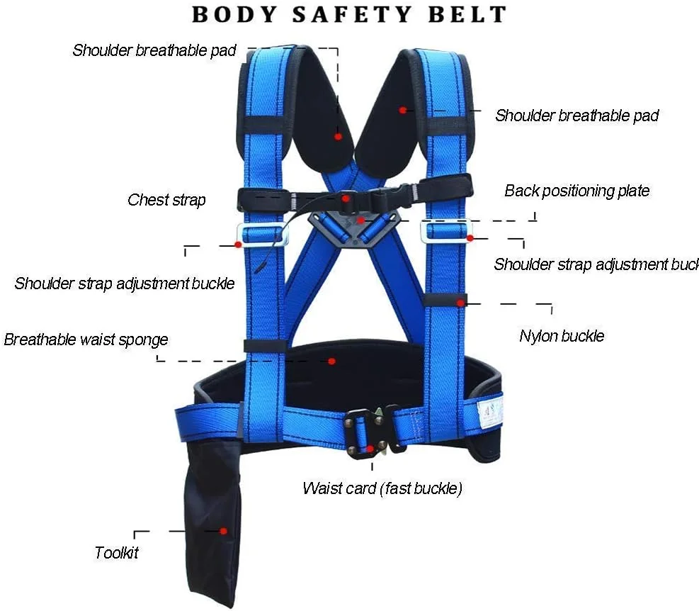هارنس ایمنی، کیت محافظت در برابر سقوط، کمربند ایمنی قابل تنظیم برای صعود در فضای باز، طناب نجات، ایمنی شغلی آنتن