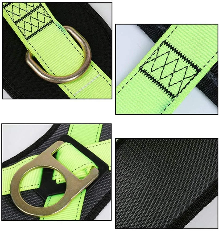 هارنس ایمنی پلی استر با مقاومت بالا، کمربند ایمنی تمام بدن با حلقه های D جانبی و لایه گذاری اضافی هارنس ایمنی پلی استر با مقاومت بالا، کمربند ایمنی تمام بدن با حلقه های D جانبی و لایه گذاری اضافی