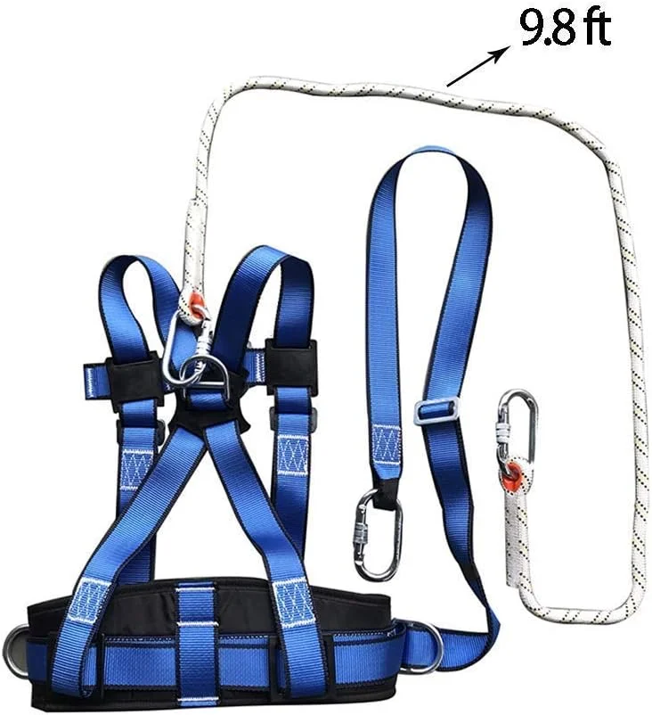 کیت مهار ایمنی سقوط، طناب ایمنی پنج نقطه ای، کمربند ایمنی نیم تنه، لوازم جانبی فولاد آلیاژی با طناب نجات، برای کارگران آهن، داربست، ساخت و ساز یک سورپرایز کوچک