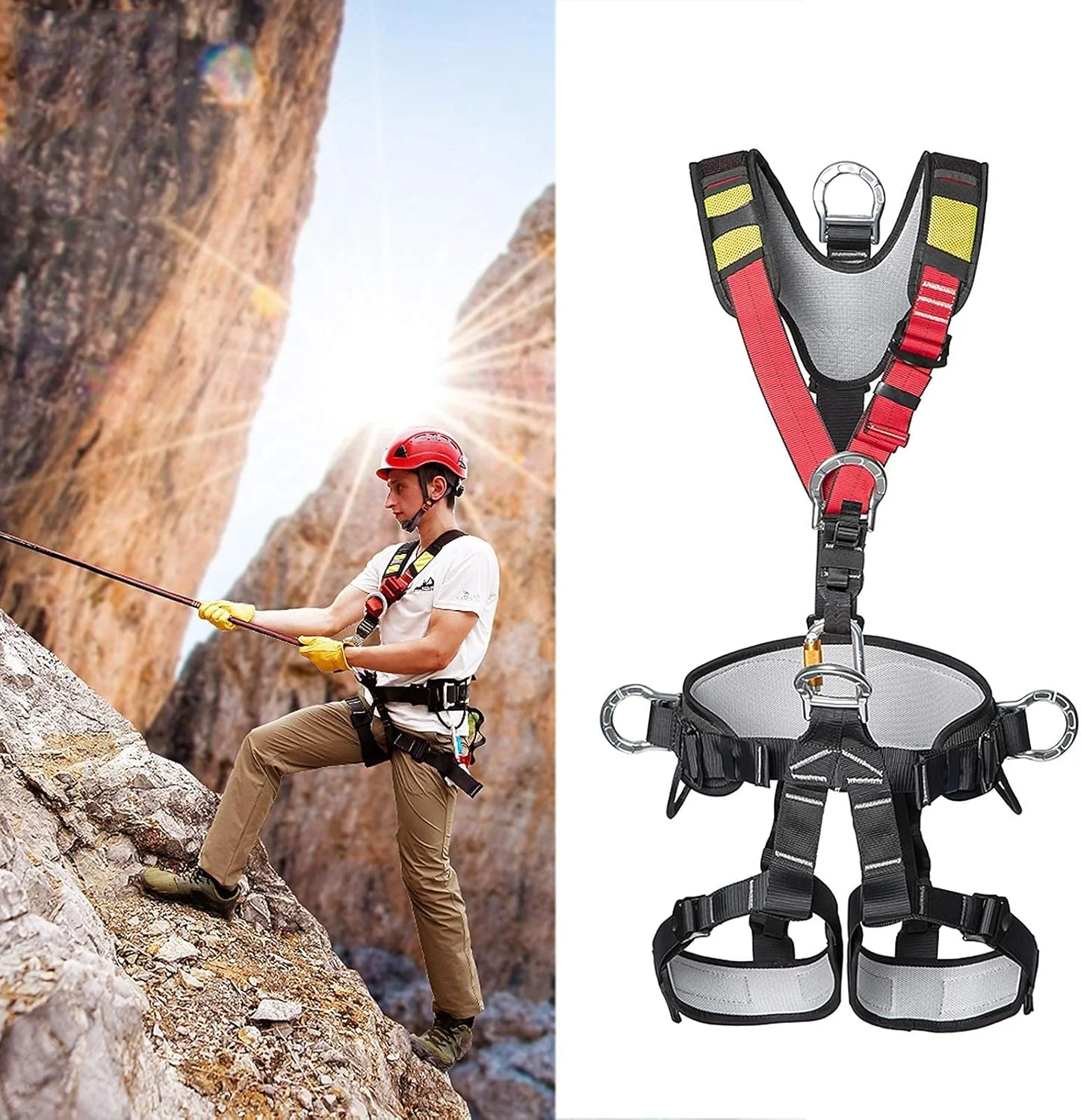 هارنس ایمنی، کمربند کار محافظت از سقوط راحت، هارنس های جهانی محافظت از سقوط کمربند ابزار برای سقف کاری و صخره نوردی مناسب برای هر خانواده