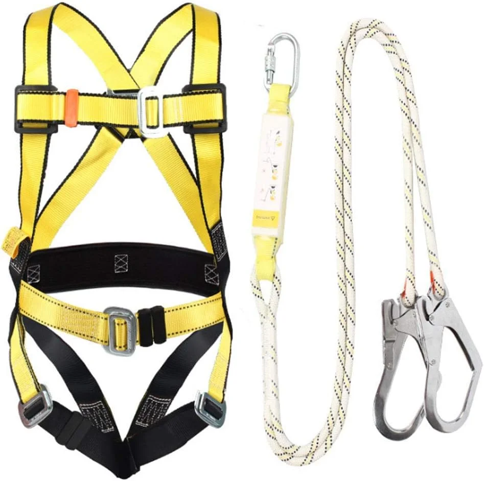 ست هارنس ایمنی، هارنس ضد سقوط ایمنی قابل تنظیم در فضای باز، کمربند کار در ارتفاع با بیمه دوگانه، هارنس ضد سقوط برای کار و محافظت در برابر سقوط
