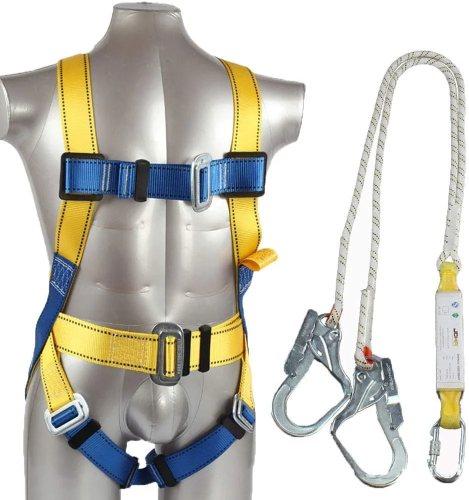 ست هارنس ایمنی، هارنس ضد سقوط ایمنی قابل تنظیم در فضای باز، کمربند کار در ارتفاع با بیمه دوگانه، هارنس ضد سقوط برای کار و محافظت در برابر سقوط