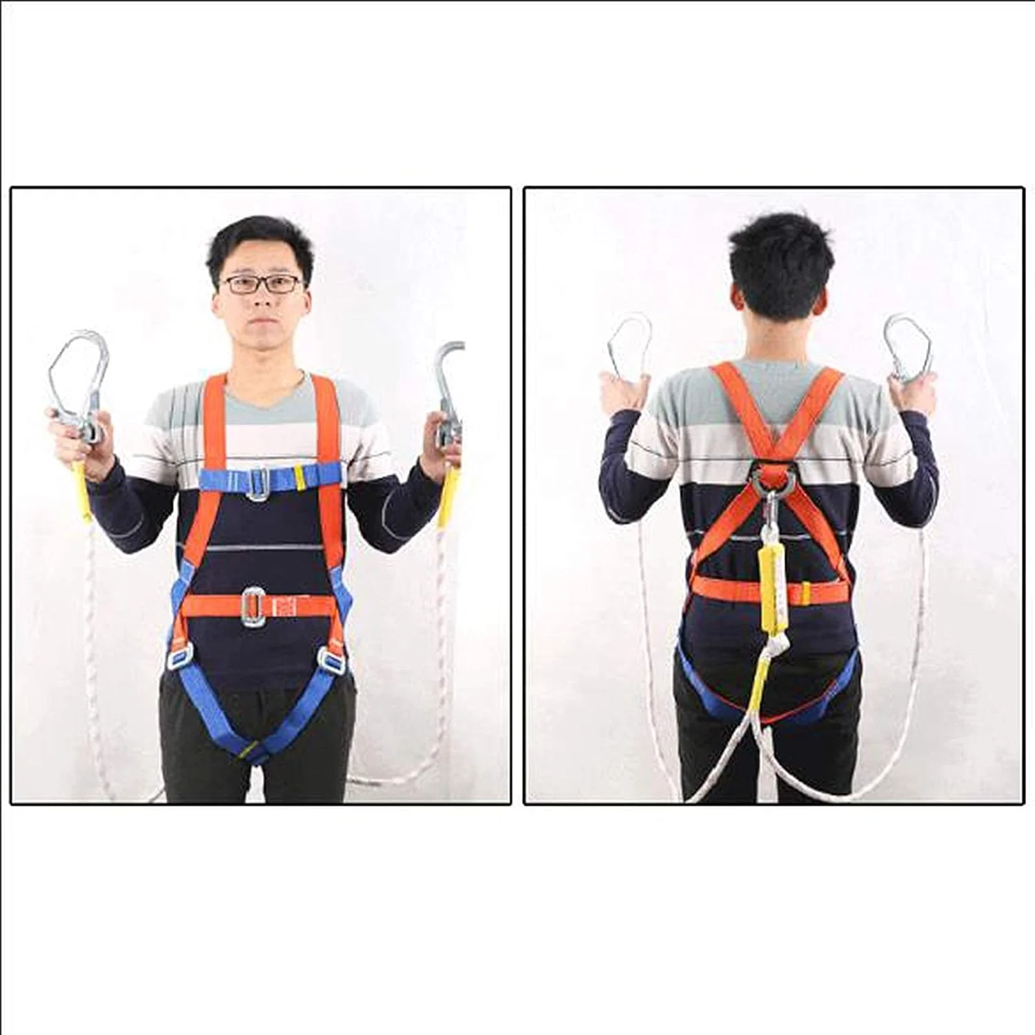 کیت مهار ایمنی سقوط، ابزار مهار ایمنی تمام بدن با کتان و کمربند جهانی تجهیزات حفاظت فردی