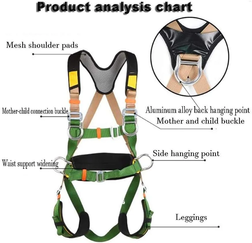 هارنس ایمنی تمام بدن با کمربند قابل تنظیم به همراه قلاب و طناب برای کار در ارتفاع و محافظت فنی هارنس ایمنی تمام بدن با کمربند قابل تنظیم به همراه قلاب و طناب برای کار در ارتفاع و محافظت فنی