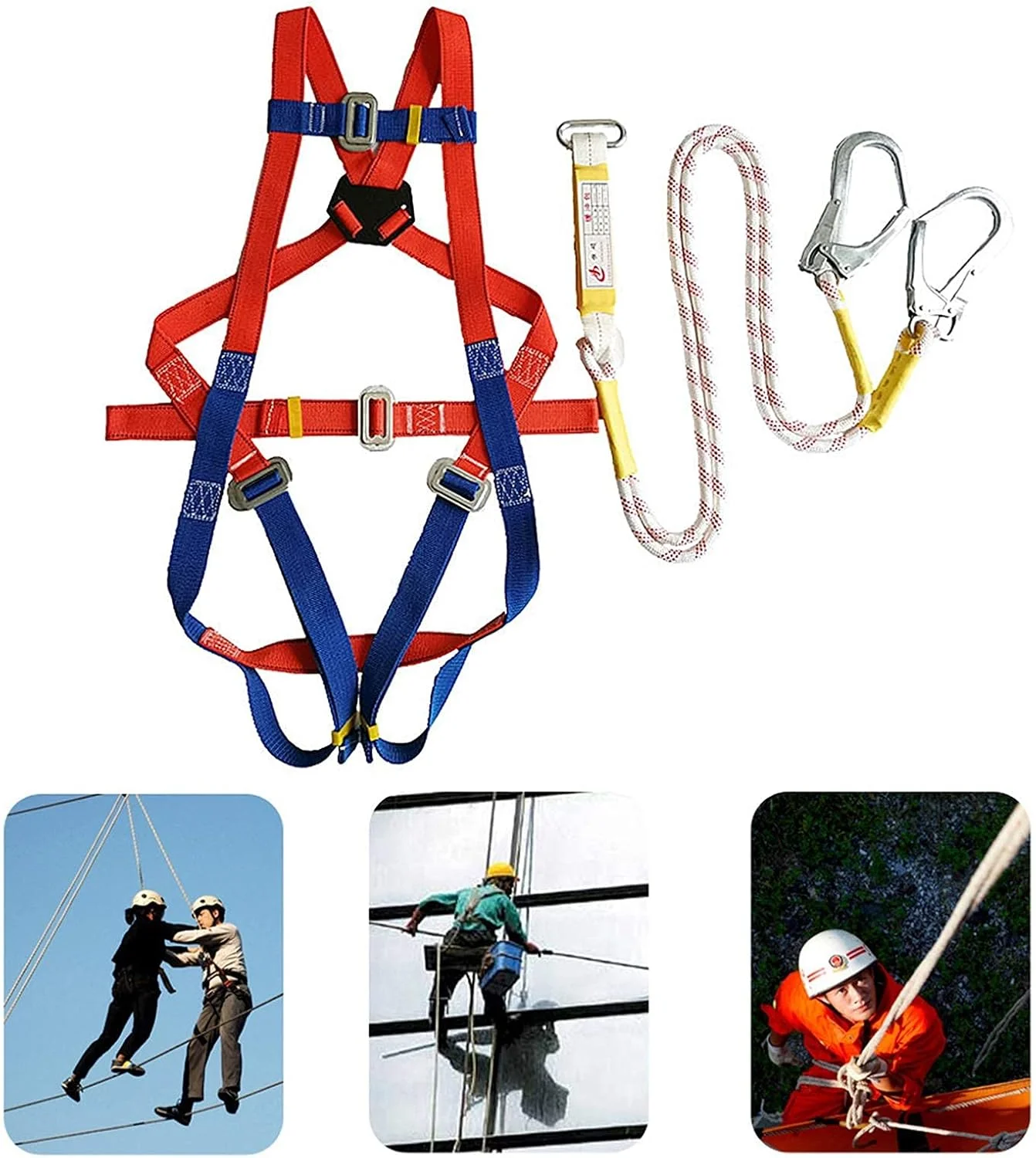 کیت مهار ایمنی سقوط، ابزار مهار ایمنی تمام بدن با کتان و کمربند جهانی تجهیزات حفاظت فردی