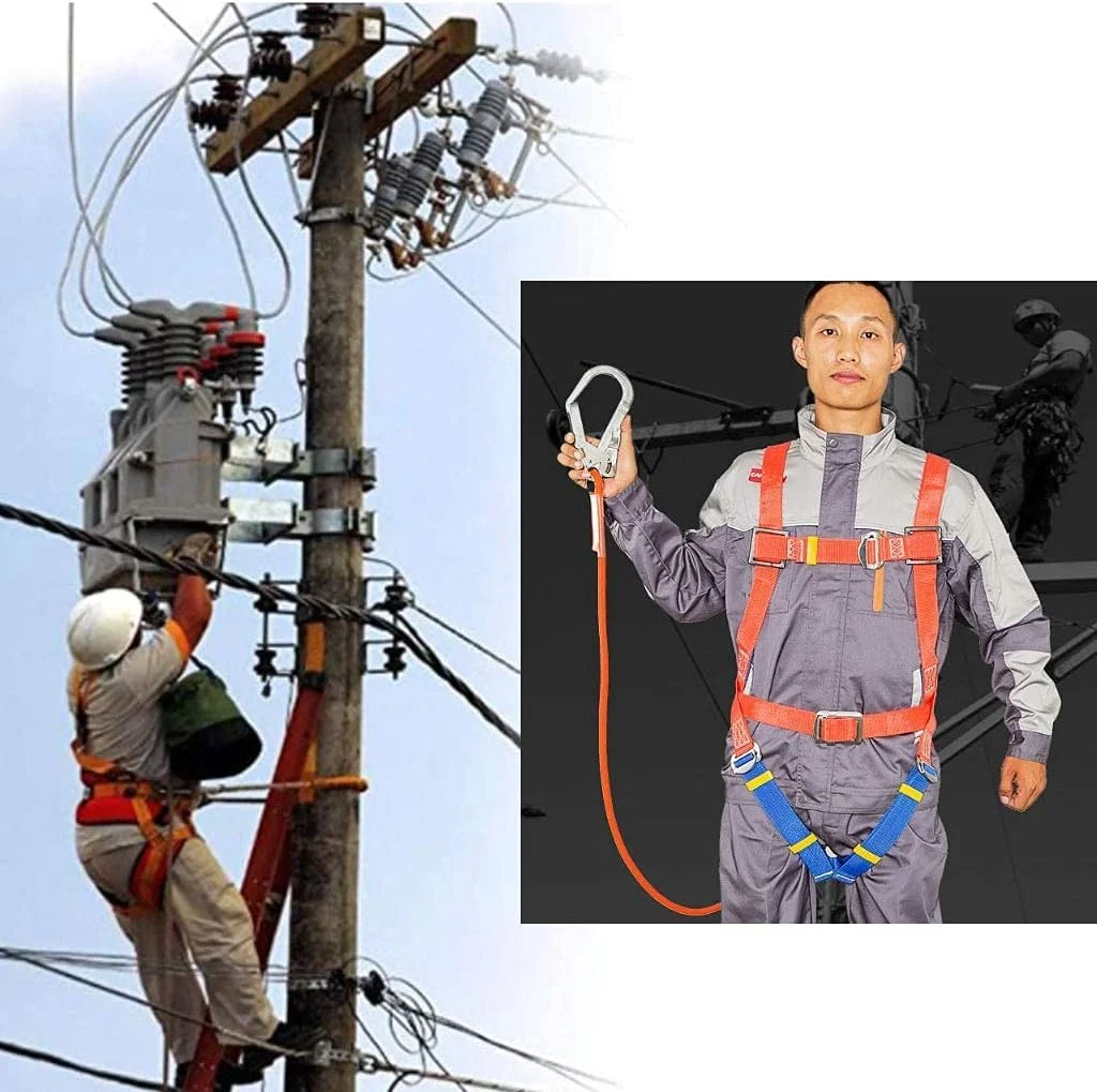 هارنس ایمنی تمام بدن PURRL، هارنس توقف سقوط، کمربند ایمنی قابل تنظیم برای صعود در فضای باز، طناب نجات، کمربند ایمنی تمام بدن برای کار در ارتفاع، سقف کاری، صخره نوردی، 3 متر سورپرایز کوچک