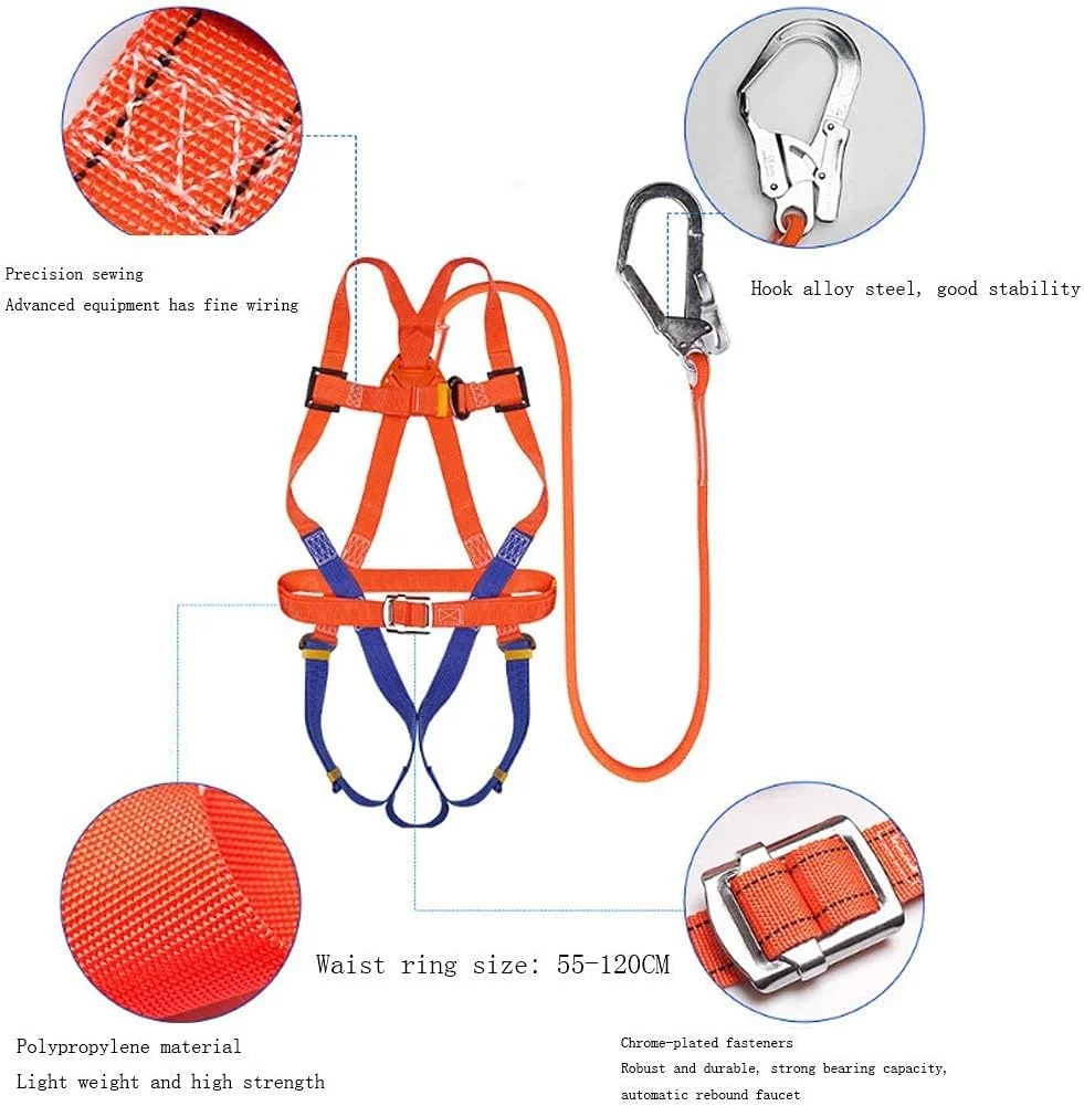 هارنس ایمنی تمام بدن PURRL، هارنس توقف سقوط، کمربند ایمنی قابل تنظیم برای صعود در فضای باز، طناب نجات، کمربند ایمنی تمام بدن برای کار در ارتفاع، سقف کاری، صخره نوردی، 3 متر سورپرایز کوچک