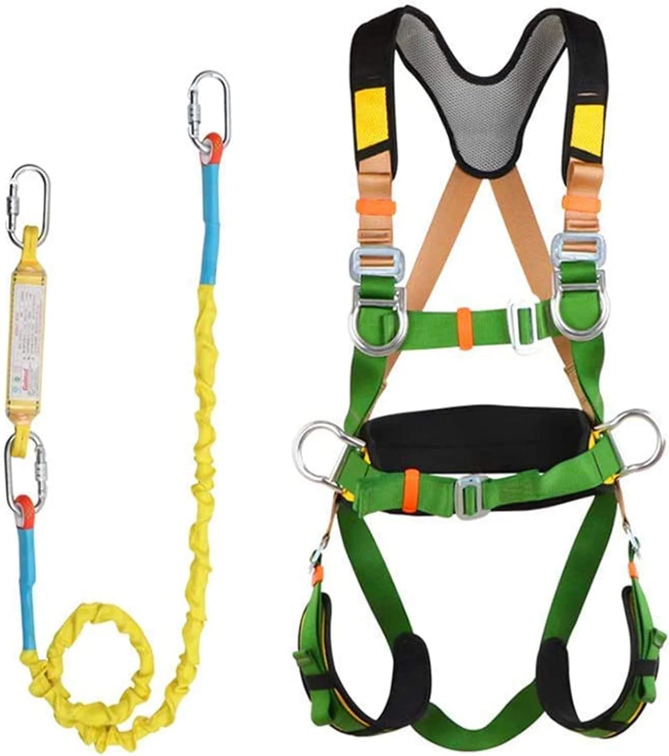 کیت مهار ایمنی، مهار ایمنی محافظت در برابر سقوط، مهار ایمنی تمام بدن ضد سقوط، کمربند قابل تنظیم با قلاب و طناب برای کار در ارتفاع