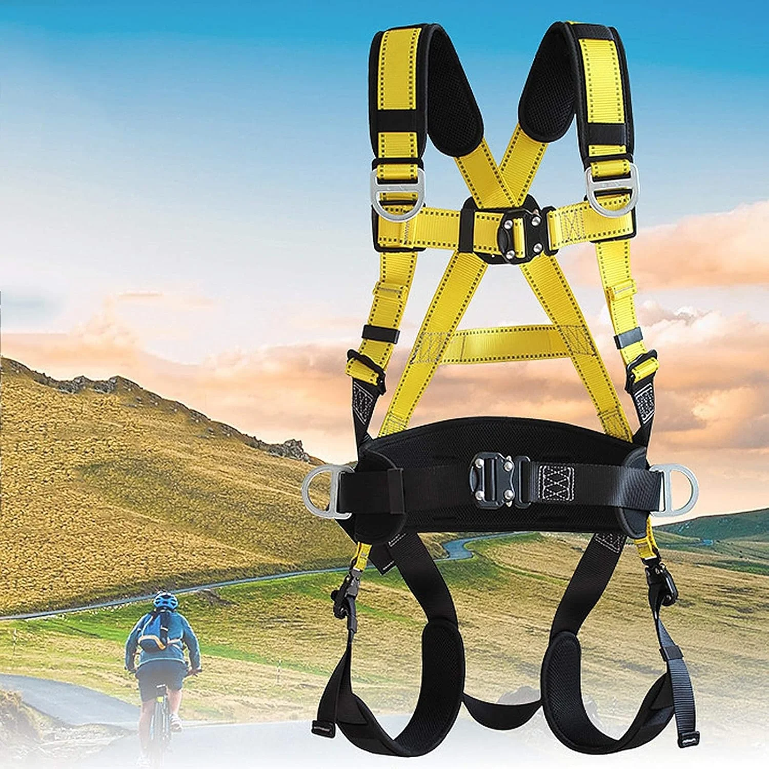 تجهیزات ضد سقوط، کیت مهار ایمنی ضد سقوط طناب ایمنی سنگین، خط کمربند مهار با 2 قلاب بزرگ بست