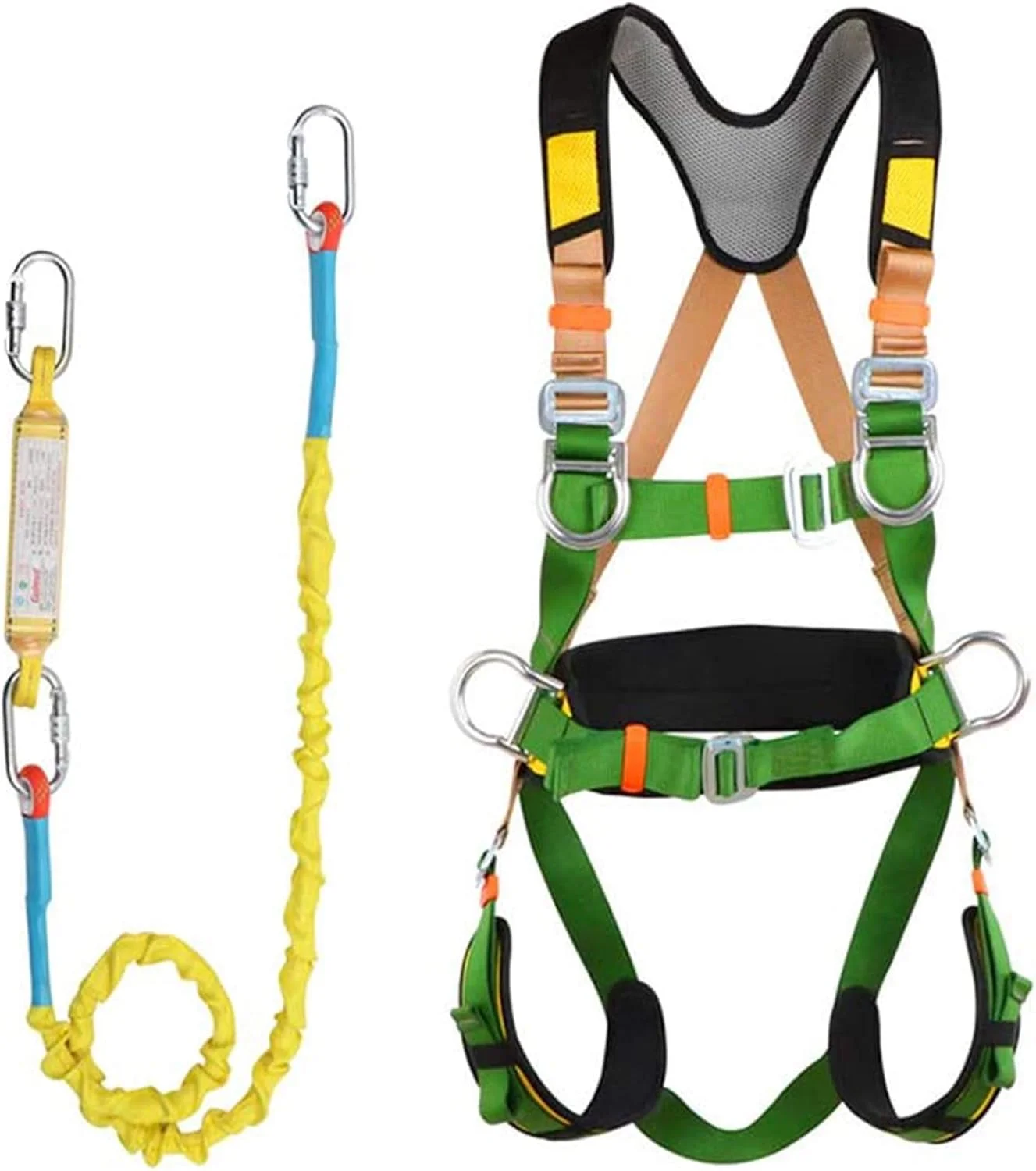 کیت مهار ایمنی، مهار ایمنی محافظت در برابر سقوط، مهار ایمنی تمام بدن ضد سقوط، کمربند قابل تنظیم با قلاب و طناب برای کار هوانوردی، حفاظت فنی، D