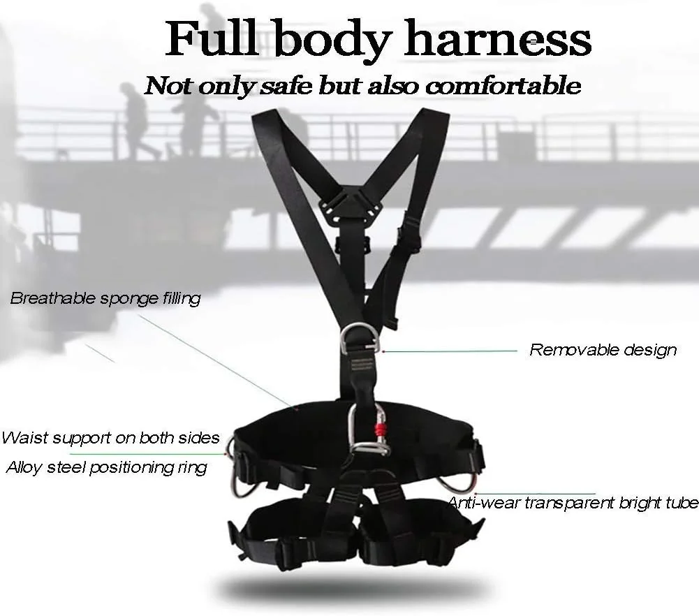 هارنس صعود MYIME، هارنس تمام بدن، هارنس ایمنی با طناب، تجهیزات حفاظت از سقوط تمام بدن، کمربند ایمنی جداشدنی، هارنس ساختمانی LEOWE (رنگ: مجموعه تک قلاب بزرگ)