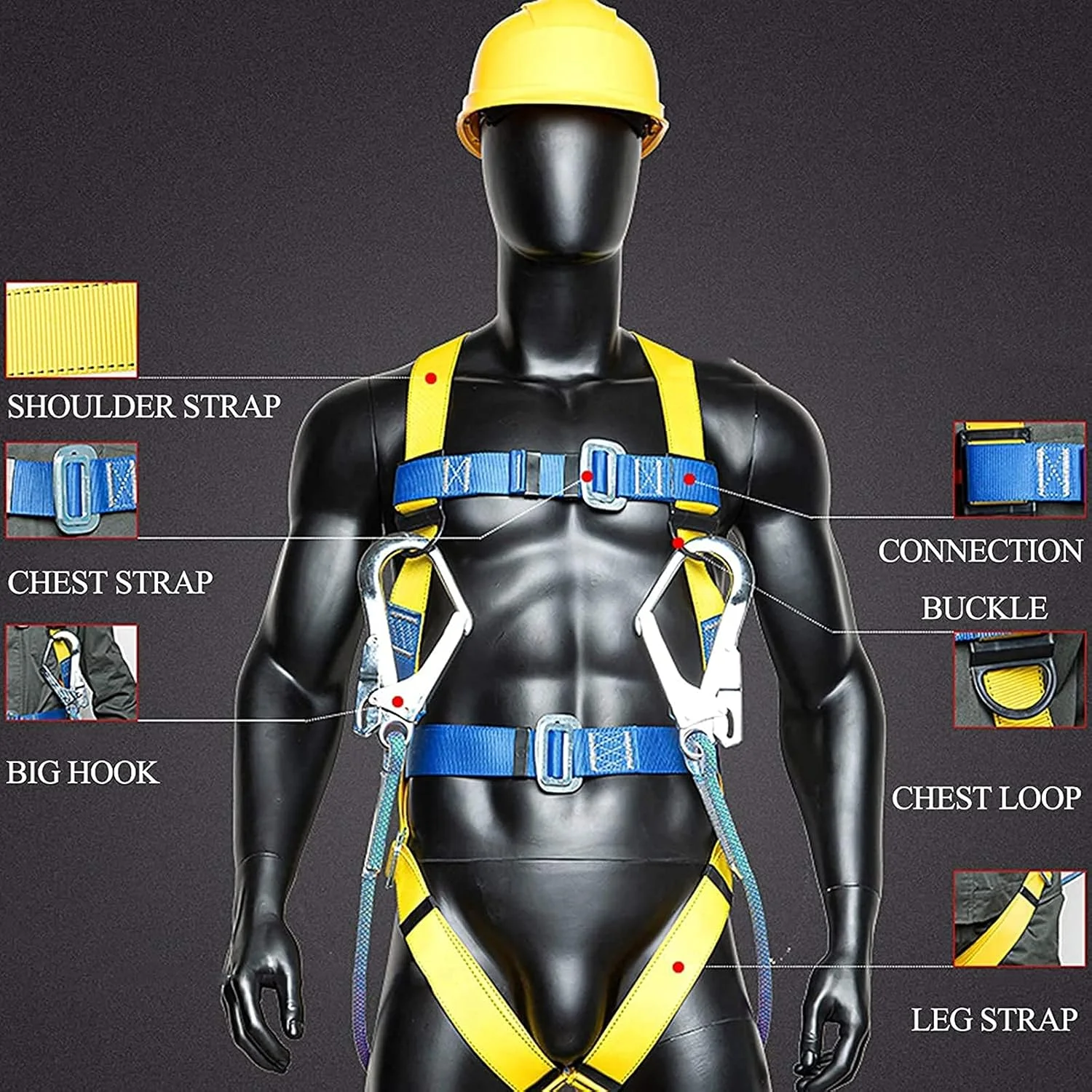 هارنس ایمنی سقوط کامل بدن، هارنس صعود قابل تنظیم در فضای باز کمربند ایمنی طناب نجات کار هوایی کمربند ایمنی کامل بدن برای ساخت و ساز، نگهداری، اکتشاف (قلاب بزرگ دوبل) Happy هارنس ایمنی سقوط کامل بدن، هارنس صعود قابل تنظیم در فضای باز کمربند ایمنی طناب نجات کار هوایی کمربند ایمنی کامل بدن برای ساخت و ساز، نگهداری، اکتشاف (قلاب بزرگ دوبل) Happy