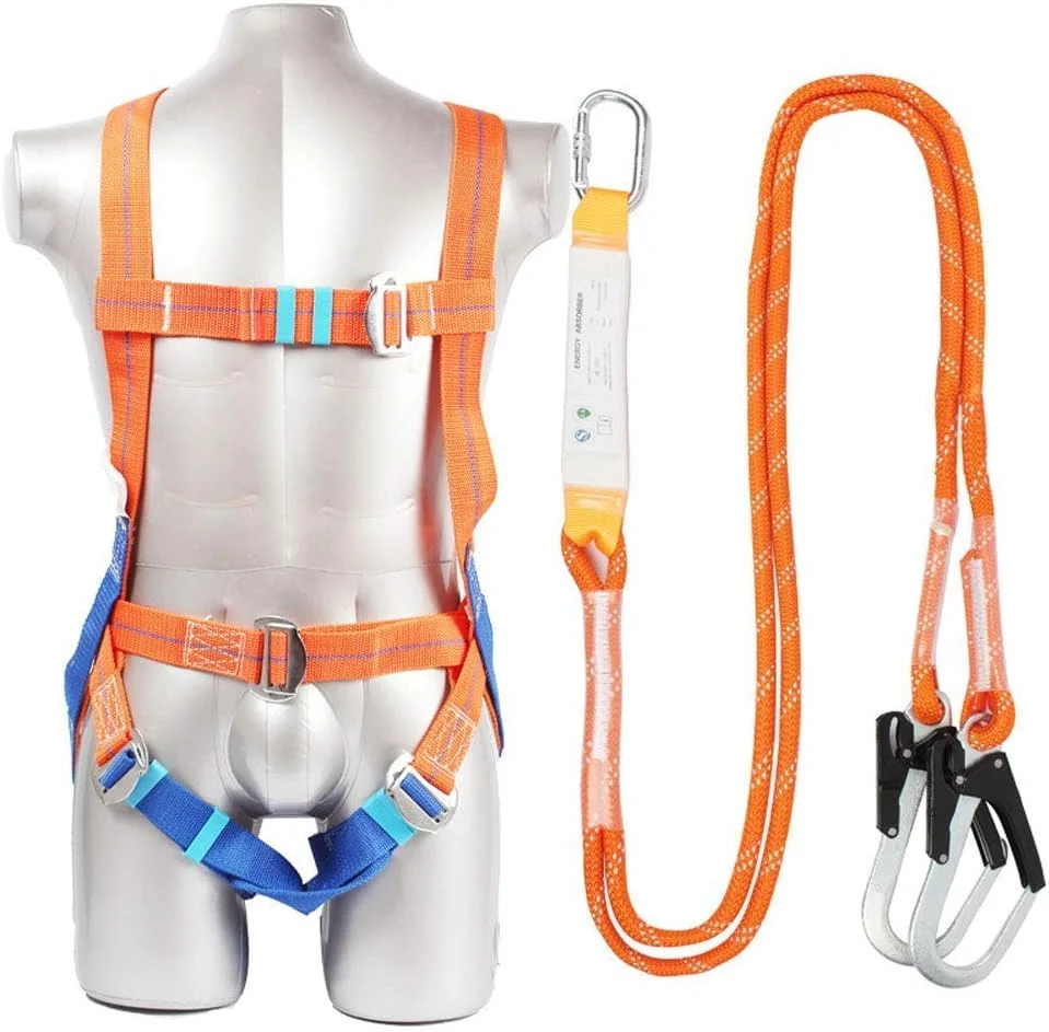 کیت کمربند ایمنی MYIME، کمربند ایمنی مهار سقوط قابل تنظیم در فضای باز، کمربند ایمنی تمام بدن مناسب برای صخره نوردی و کار در ارتفاع LEOWE