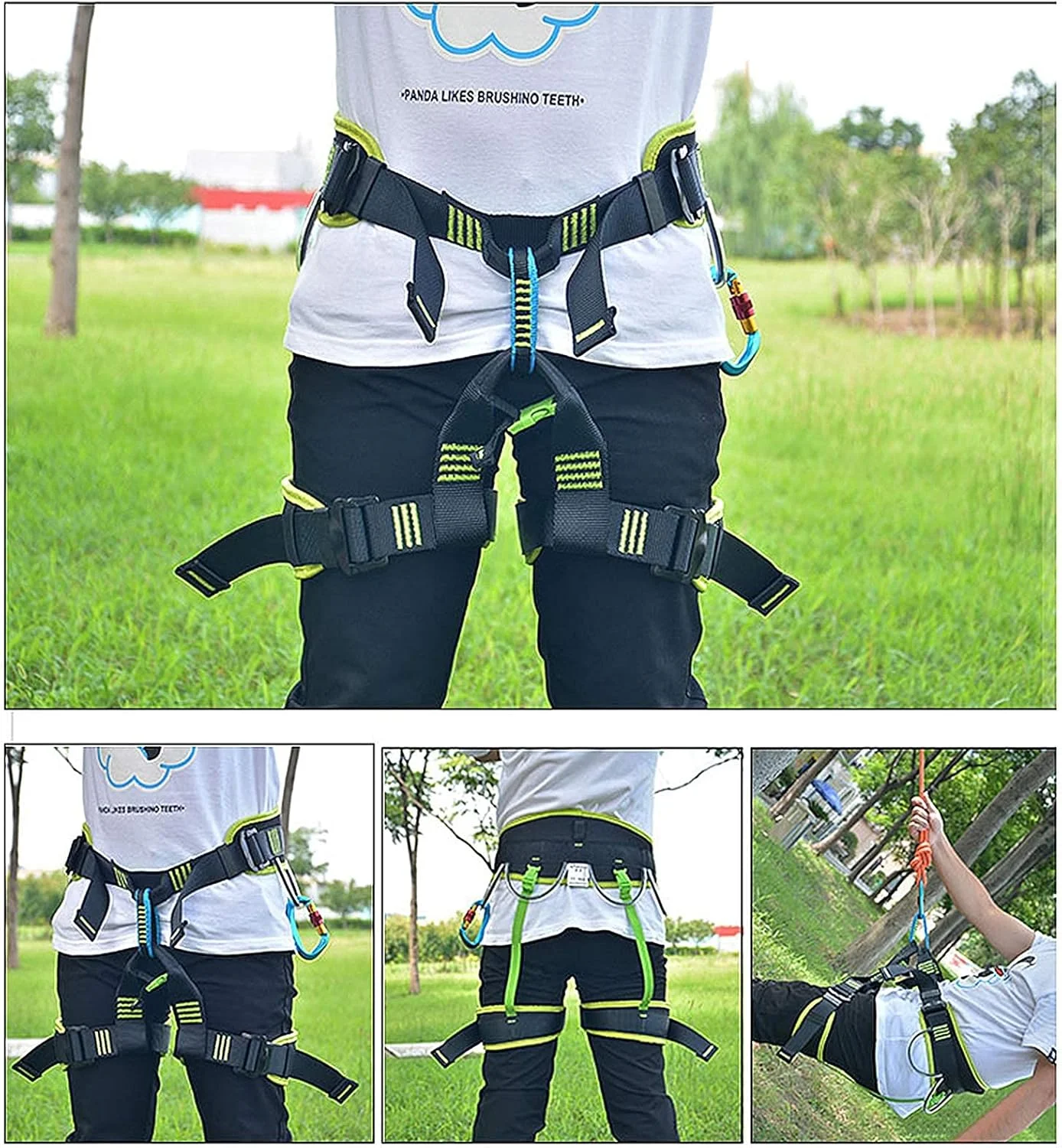 هارنس ایمنی سقوط، هارنس قابل تنظیم نیم تنه برای صعود در فضای باز، کمربند ایمنی کار در ارتفاع (مشکی) زندگی جالب خانه شاد