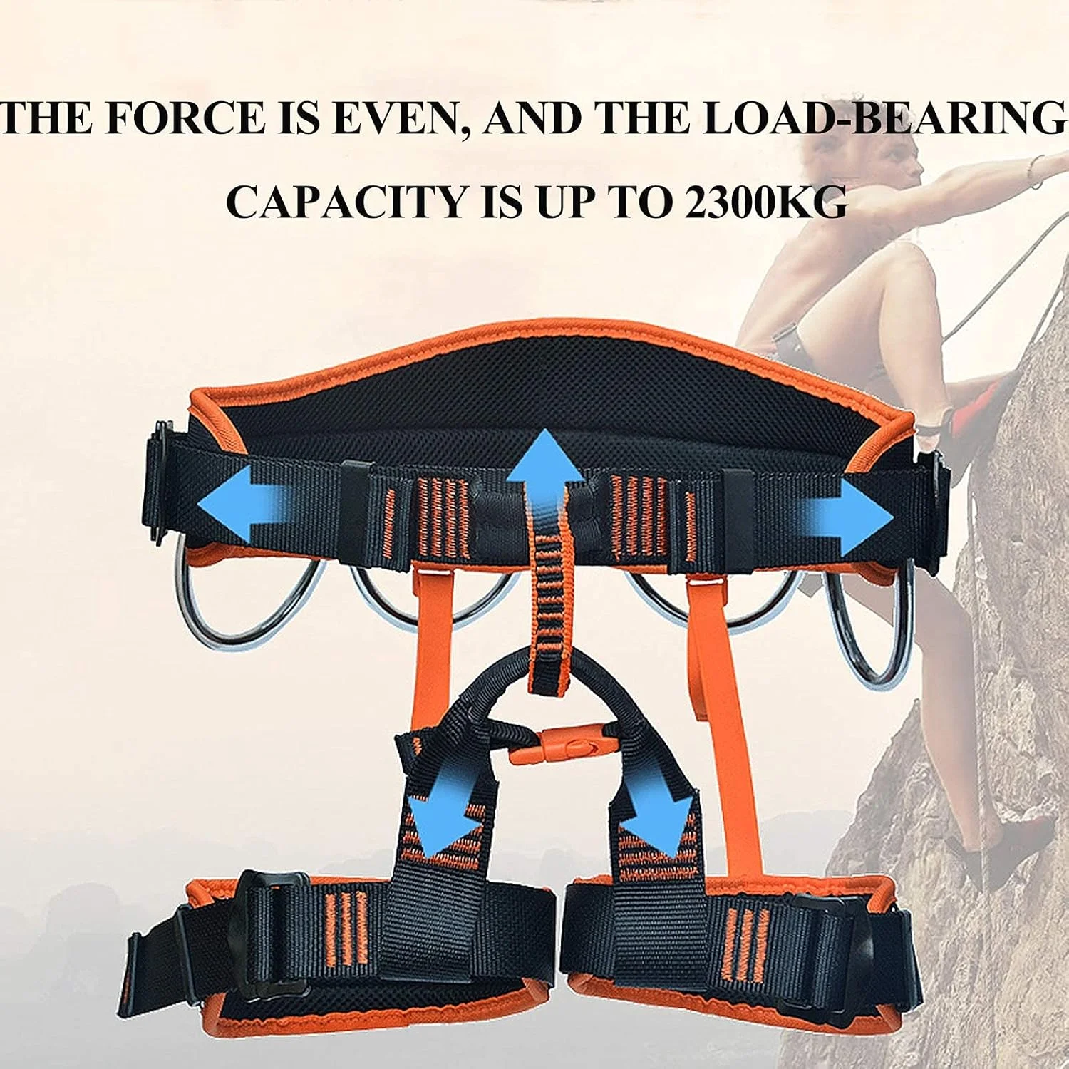 هارنس ایمنی سقوط، هارنس قابل تنظیم نیم تنه برای صعود در فضای باز، کمربند ایمنی کار در ارتفاع (مشکی) زندگی جالب خانه شاد