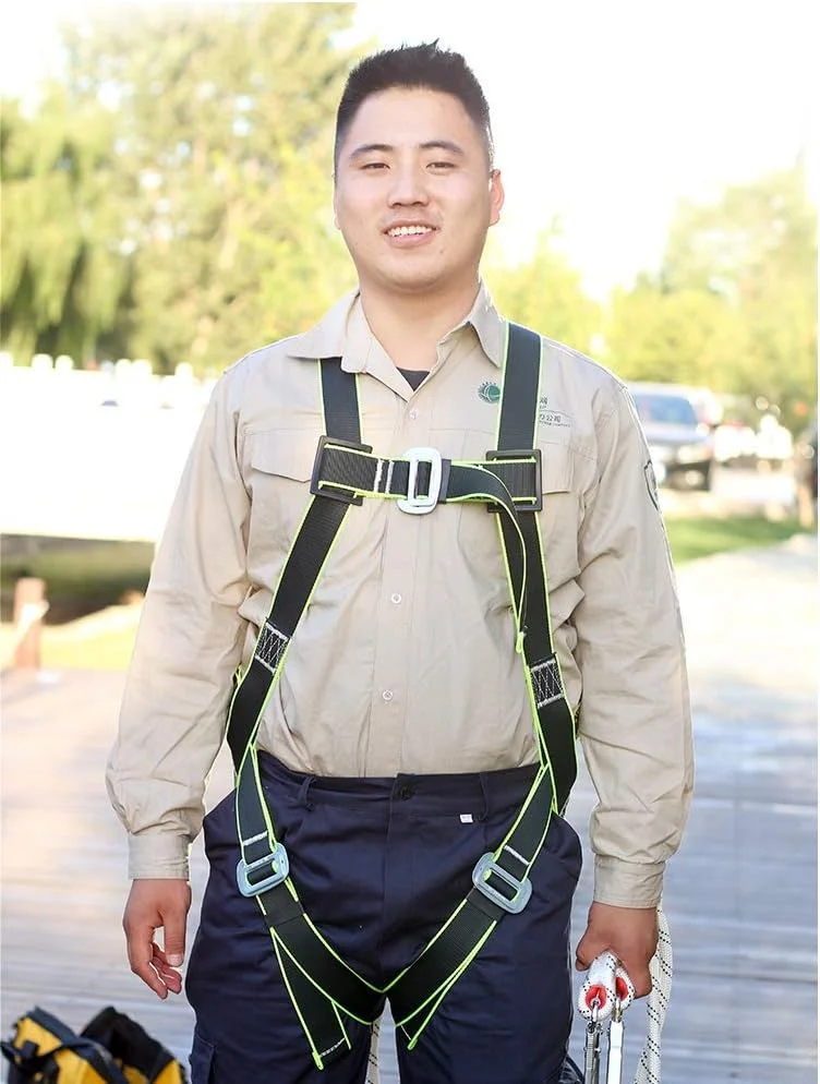 کمربند ایمنی کار، هارنس ایمنی، هارنس ایمنی با طناب، طناب دوبل ضد سقوط صنعتی، حلقه های D، برای دکل های هوایی، کارگران آهن و برج ها