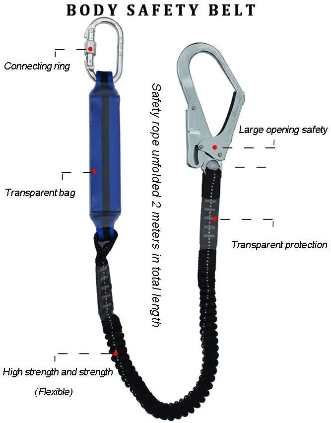 کیت مهار ایمنی MYIME، مهار حفاظت در برابر سقوط، کیت حفاظت شخصی در برابر سقوط، کمربند ایمنی قابل تنظیم برای صعود در فضای باز طناب نجات کمربند ایمنی کار در ارتفاع با سگک بزرگ LEOWE