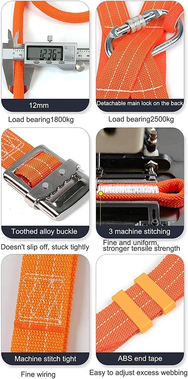 کیت های مهار ایمنی، مهار ایمنی سقوط، کمربند ایمنی قابل تنظیم برای صعود، کمربند ایمنی کار در ارتفاع، مهار ایمنی تمام بدن با قلاب، سگک کوچک، سورپرایز کوچک 3 متری