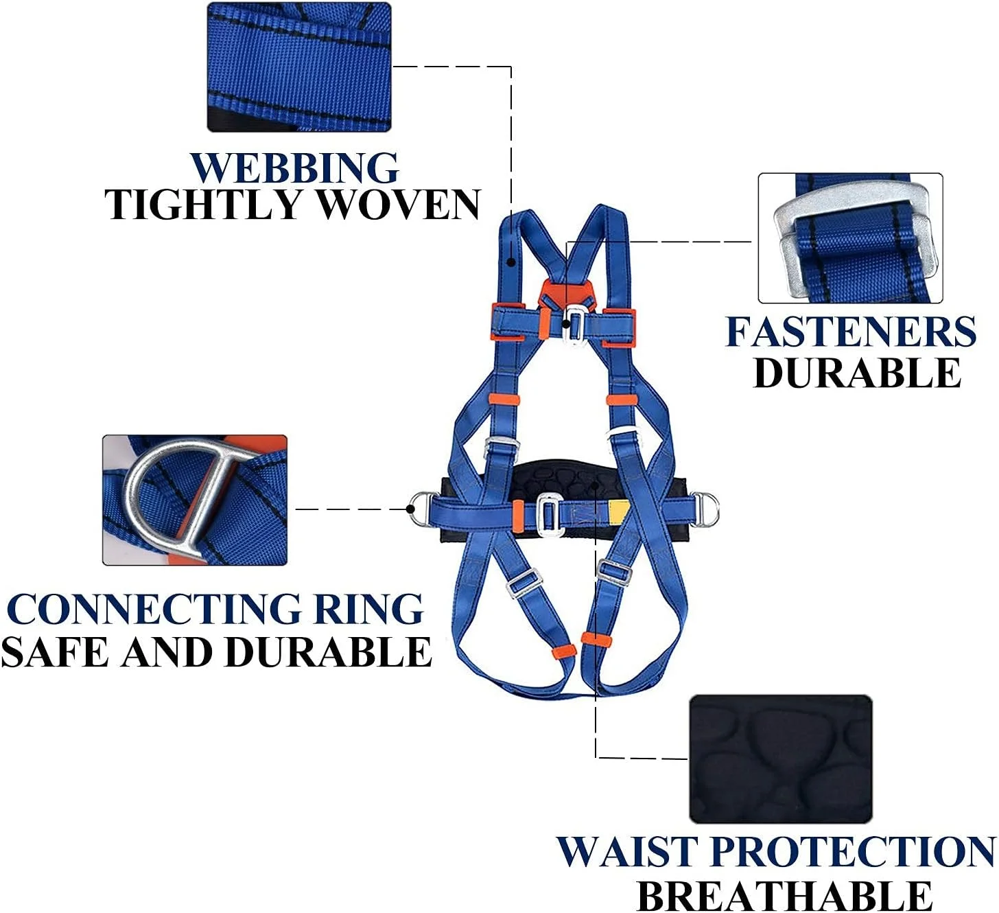 هارنس ایمنی سقوط TISTIK، کمربند ایمنی قابل تنظیم برای صعود در فضای باز، طناب نجات، کمربند ایمنی تمام بدن برای کار در ارتفاع هارنس ایمنی سقوط TISTIK، کمربند ایمنی قابل تنظیم برای صعود در فضای باز، طناب نجات، کمربند ایمنی تمام بدن برای کار در ارتفاع