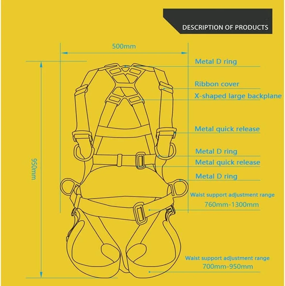 کمربند ایمنی تمام بدن، مهار ایمنی محافظت در برابر سقوط با پشتی، کمربند موقعیت یابی، حلقه های D در عقب و طرفین، برای کار هوانوردی